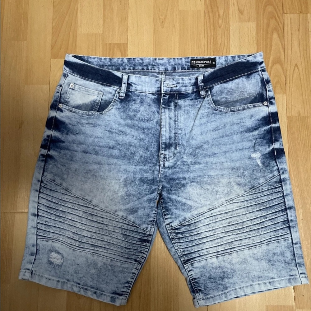 SOUTHPOLE Shorts Mens Size 38 Slim Ribbed Moto Jorts Hip Hop Steetwear